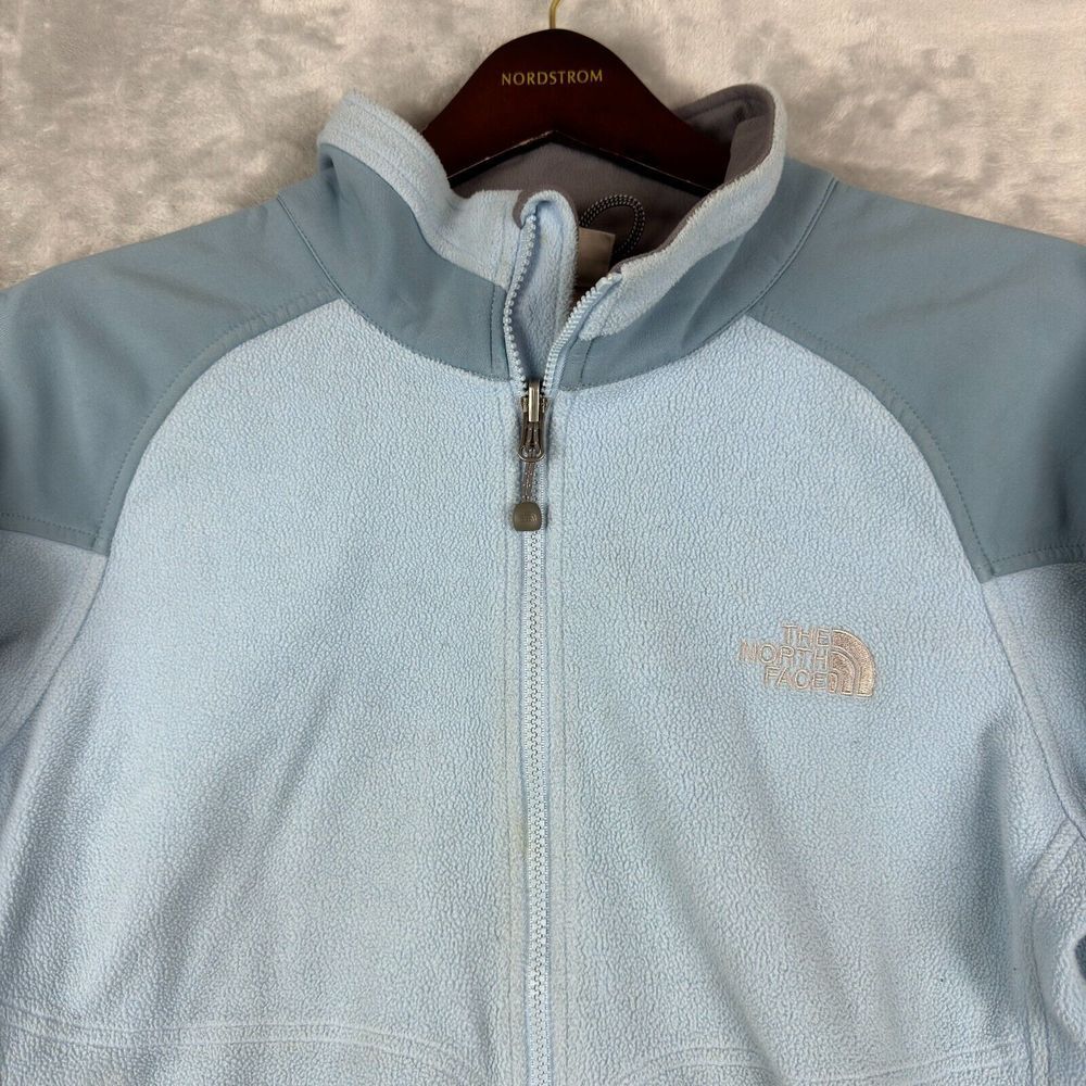 North Face Jacket Womens Large Blue Fleece Quarter Zip Pockets Outdoors Winter*